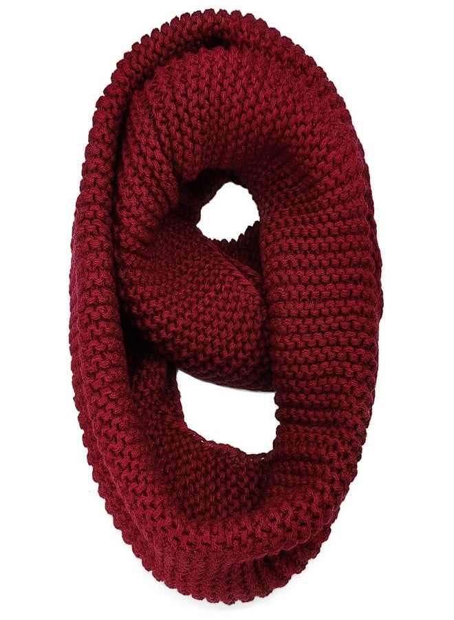 SYAYA Warm Scarf for Winter Women & Men, Knit Wool Loop Infinity Scarves Thick & Chunky Neck Warmer For Cold Weather U-SY-W57 (Burgundy) - Image 1
